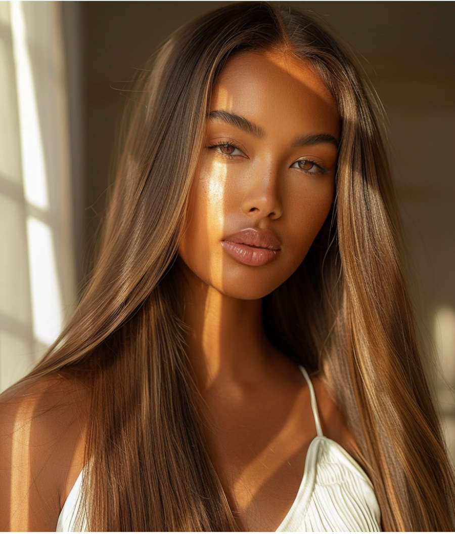Colored straight wig