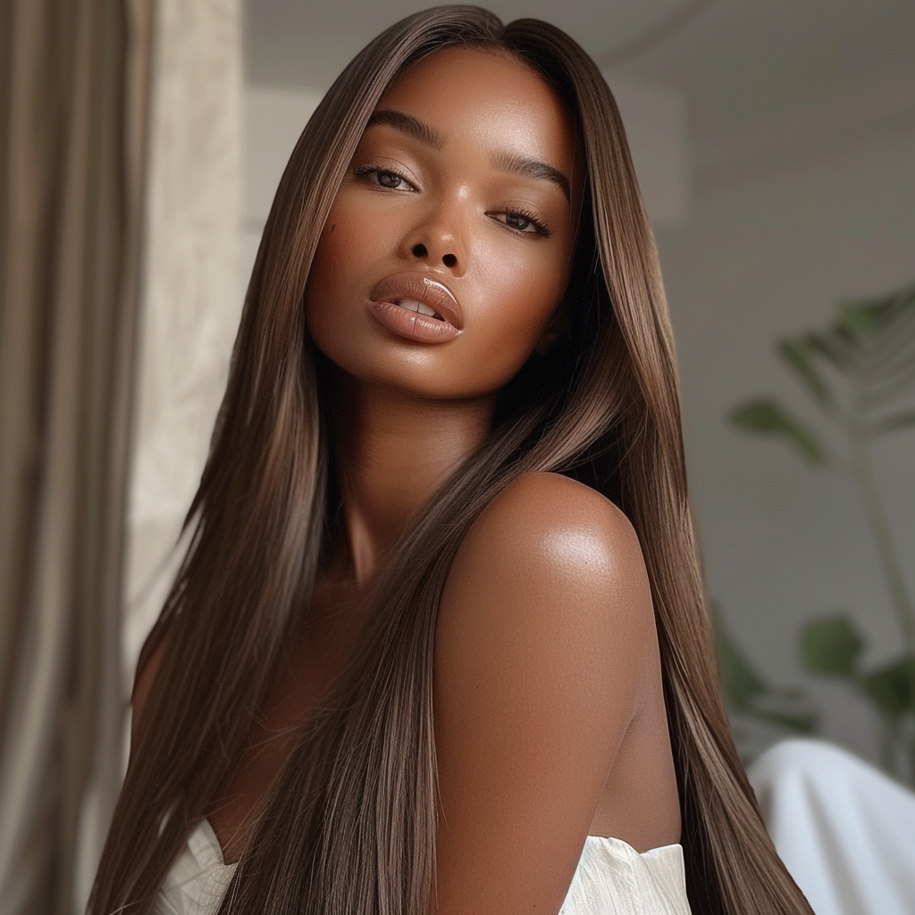Straight wig, light brown