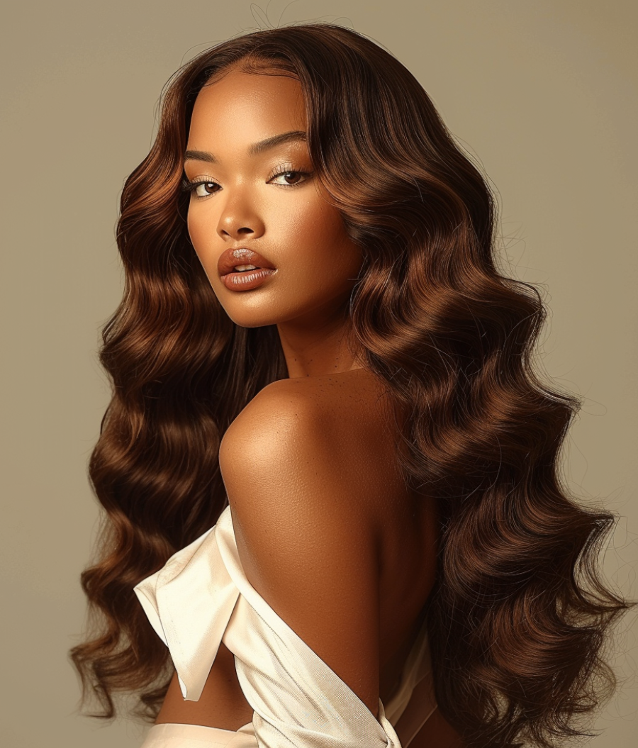 Dark red wavy wig